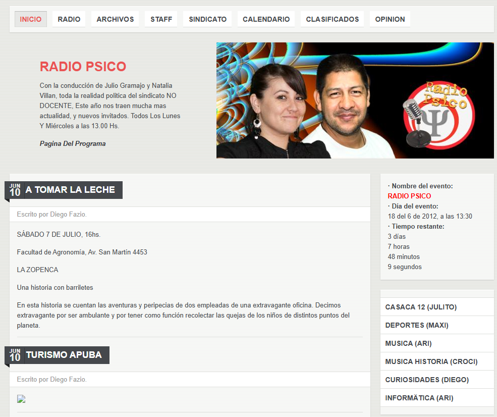 Portada y programación · Radio Psico